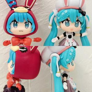 6 pièces/ensemble, figurines de 10 cm, version lapin, filles Miku, figurine en PVC, figurine d'anime, attrapeur d'œufs Gachapon, jeu de prix, jouets - Product Image 5