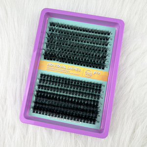 Cils en grappe épais et bouclés, style européen et américain, 80P/100P, grand plateau, sans colle, pour pose DIY - Product Image 2