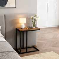 Maison Naturelle Bois de Noyer Noir et Résine Epoxy Petite Table Basse d'Appoint en Forme de C pour Salon Chambre à coucher Chevet