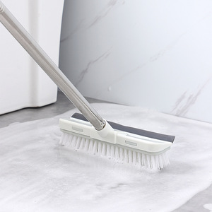 Bathroom <b>Floor</b> <b>Brush</b> With Squeegee Long Handle Stiff Bristle Tile Cleaning Tool - Product Image 1
