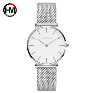 Hannah Martin CC36 Assistir New Vestido Pulseira Japão Movimento Quartz Assista Mulher Moda Completa Aço Mulheres Relógios Relogio feminino