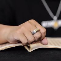 Bague Vintage Argent Attirant Bravo pour Hommes Bijoux de Mode Lucky Six Caractère True Words Bague PIXIU