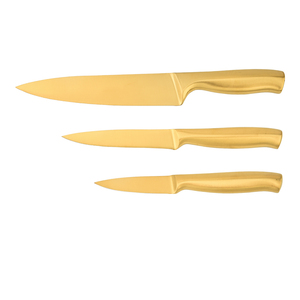 Ensemble de <span class=keywords><strong>couteaux</strong></span> de <span class=keywords><strong>cuisine</strong></span> <span class=keywords><strong>3</strong></span> pièces couleur or, entièrement en acier inoxydable couleur cuivre - Product Image 1
