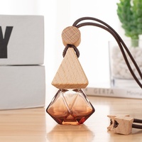 Diffuseur de parfum pour voiture en verre vide de 8 ml, en forme de cylindre triangulaire en bois marron, avec impression sérigraphiée