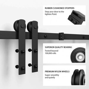 Kit de Herrajes para Puerta Corredera WEKIS Basic de 6.6 Pies y 5 Rieles, Material de Acero/Latón con Recubrimiento en Polvo Negro, Diseño Moderno para Cocina - Product Image 2