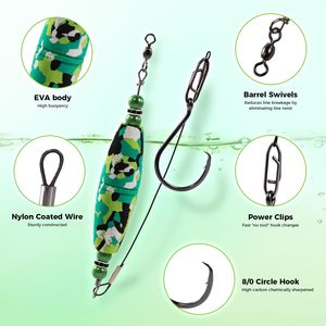 Kit de flotteurs de pêche au poisson-chat MUSTAD de haute qualité, 4 pièces/sac, 2,5 et 3 pouces, avec hameçons et flotteurs en mousse EVA à haute flottabilité pour l'extérieur - Product Image 3