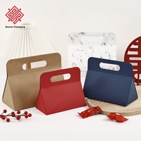 Baoren 20*10CM One-Pc Rouge Bleu Blanc Mariage Bonbons Snack Boîte Cadeau Triangulaire Pliant De Poche Boîte Cadeau En Stock Prêt À Aller
