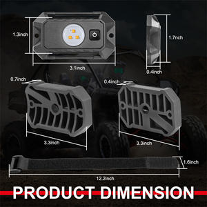 Luces <span class=keywords><strong>LED</strong></span> Interiores para Techo de Coche de 3 Pulgadas, Color Ámbar Amarillo, 12V 24V, Ajuste Universal, con Interruptor de Encendido/Apagado Integrado - Product Image 2
