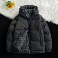 Veste coupe-vent réversible à capuche avec logo personnalisé, grande taille, imperméable, pour l'hiver, veste matelassée formelle pour l'extérieur, fermeture éclair sur le devant