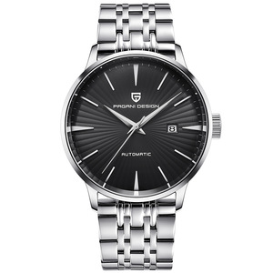 Reloj mecánico automático Berjani para hombre, correa de acero inoxidable, resistente al agua hasta 30M, esfera azul, cierre plegable PD-2770G - Product Image 2