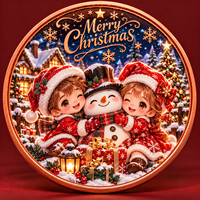 Pièce de monnaie personnalisée 1oz en cuivre pur 999, motif Noël garçon/fille, relief 3D, impression UV, objet de collection, souvenir, coffret cadeau