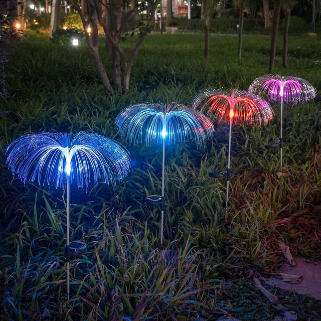 Solar Led Fiber Optic Jellyfish Garden Lights Outdoor 7 Color Changing Solar Lights for Crismas Decoration Christmas