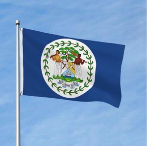 <span class=keywords><strong>Drapeau</strong></span> de la Belize avec l'écusson de la Belize <span class=keywords><strong>sur</strong></span> un fond bleu, 3x5 pieds, 100% polyester 100D, résistant aux UV - Product Image 5