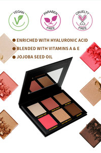 Acabado mate DIY Colorete Resaltador Paleta <span class=keywords><strong>de</strong></span> <span class=keywords><strong>contorno</strong></span> Fácil <span class=keywords><strong>de</strong></span> usar Polvo prensado sin aceite Brillo facial sin crueldad - Product Image 3