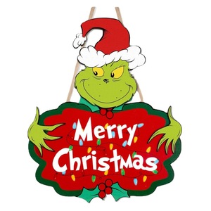 Letrero Navideño de Madera para Pared con Diseño de Grinch, Decoración Navideña para el Hogar, Forma Irregular, Pieza Única - Product Image 5