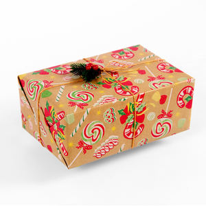 custom gift <b>wrapping</b> <b>paper</b> christmas design brown kraft packaging <b>paper</b> - Product Image 3