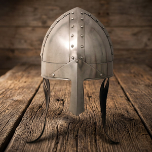 Casco Vikingo Auténtico, Tradicional, Moderno, Antiguo, Medieval, de Metal Plateado, con Protector Nasal, Detalles Históricos con Remaches, para Cosplay - Product Image 1