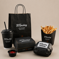 Boîte en papier jetable pour emporter, emballage alimentaire pour hamburgers, poulet frit, frites, avec logo personnalisé, résistant à la graisse, vente en gros, fournitures de restauration