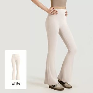 Ventes chaudes – Pantalon de yoga évasé sans couture blanc à logo personnalisé, très élastique, pour femme, idéal pour la gym, la <span class=keywords><strong>danse</strong></span> et la course à pied - Product Image 1