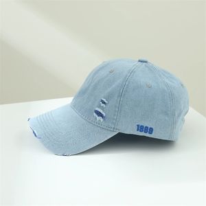 Nouvelle casquette de baseball lavable en denim réglable pour le printemps et l'été Casquette de baseball en tissu denim de couleur claire - Product Image 6