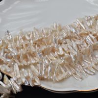 Perle douce naturelle en forme de cure-dents, de 5 à 20mm, à trou latéral, Baroque, irrégulière, longue