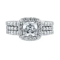 Prenses kesim Cz 925 gümüş 2-pc ekleme Halo gelin yüzüğü seti 1.24 Ct kristal yüzükler ucuz elmas nişan yüzüğü