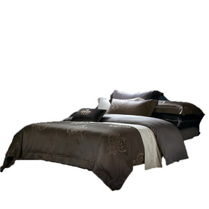 400Thread Count Percale 100% Cotton Sateen Plain Dyed Fabric and Sheet <strong>Sets</strong> for Hotel <strong>Bedding</strong> Linen - Product Image 5