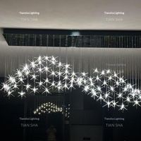 Grand Lustre LED en Acier Inoxydable et Verre, Design Creux, pour Villa, Duplex, Escalier, Salon à Plafond Haut, Moderne et Simple