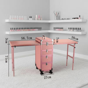<span class=keywords><strong>Mesa</strong></span> de Manicura Rodante <span class=keywords><strong>Plegable</strong></span>, Estuche de Maquillaje con Ruedas, Estación de Maquillaje para Salón de Belleza, para Manicuristas y Estilistas - Product Image 5