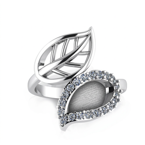 ชุดเครื่องประดับ CZ ลายใบไม้คู่ทำจากเรซินขี้เถ้าทำจากเรซินของขวัญแต่งงานแหวน925เงินสเตอร์ลิงแสนหวานสำหรับงานแต่งงาน - Product Image 1