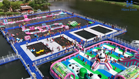 Plateforme flottante modulaire en HDPE Hisea Dock, système de ponton robuste avec charnières pour yacht, marina, pont flottant, parc aquatique