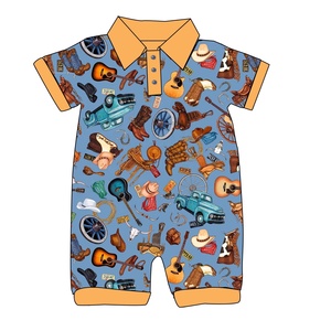 Factory Customization LOGO Summer Short Sleeve Baby Rompers Baby Girls Neck Button Romper Printing Snaps Collard <b>Onesie</b> Organic - Product Image 6