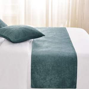 عداء سرير من الشنيل الأزرق الفاخر-وشاح فائق النعومة غير باهت وسادة ديكور الفندق - Product Image 2