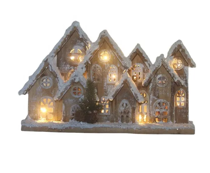 Lighted Christmas Village houses