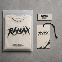 T-shirt RAMAX 300 g/m² épais beige à manches longues avec logo personnalisé style pinceau, pour homme, streetwear, vente en gros, faible MOQ 50 pièces