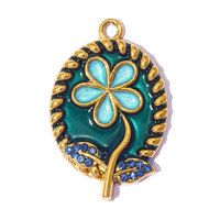 Pendentifs Mignons Zèbre Maison FASCM-39, Breloques Fleur avec Yeux en Émail, Pendentif en Acier Inoxydable Plaqué Or pour Collier