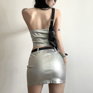 Nueva Ropa de Mujer para Primavera, <span class=keywords><strong>Falda</strong></span> de Cintura Alta con Escote Cruzado y Corte Ajustado en Color Sólido - Product Image 4
