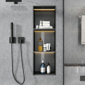 رف حمام حديث مناسب للاستحمام من الفولاذ المقاوم للصدأ مناسب للحائط مناسب لغرفة النوم والشقق والفنادق - Product Image 4