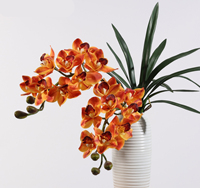 Orchidée Cymbidium Artificielle de Haute Qualité, 80 cm, 8 Têtes, Grande, en Latex, Toucher Réel, Fleur d'Automne Marron Foncé, Faite à la Main, Style Vintage, Avril