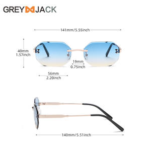 Gafas de Sol Poligonales sin Marco Greyjack, Metal Dorado, Unisex, UV400, Lentes de PC Ligeras, Clase 2 - Product Image 3