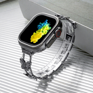 SouljewelFashion <span class=keywords><strong>Bracelet</strong></span> de montre en métal avec papillon en cristal, compatible avec <span class=keywords><strong>Apple</strong></span> <span class=keywords><strong>Watch</strong></span>, <span class=keywords><strong>bracelet</strong></span> élégant pour femme - Product Image 4