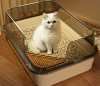 Bac à litière pour chat en plastique semi-fermé extra large, toilette pour chat