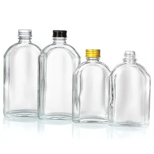 Flat Flask Bottle 100ml 200 Ml 350ml Clear Cold Brew Coffee Juice Glass Bottle For Beverage Wine Liquor Tea Milk