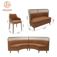 Moderne luxe demi-cercle incurvé hôtel hospitalité bois commercial cuir restaurant meubles stand sièges table chaise ensemble
