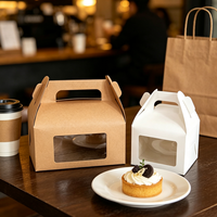 Boîte à pâtisserie en papier kraft avec fenêtre, boîte à emporter portable pour gâteaux et desserts, impression personnalisée prise en charge