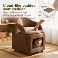 Fauteuil-cave multi-scènes pour chat et humain, avec rangement à rabat, mobilier pratique pour animaux et humains