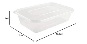 Contenedor de Alimentos Desechable de Plástico PP Cuadrado Transparente Blanco y Negro con Tapa, Marca NOVISON, Comúnmente Usado en Restaurantes Chinos - Product Image 2