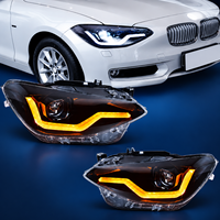 Kit de conversion de phares halogènes en LED pour BMW Série 1 F20, avec feux de jour DRL, lentilles transparentes et Angel Eyes, remplacement direct de l'unité de phare avant.