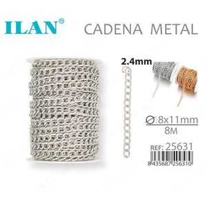 Catena in Metallo Ilan 8x11mm 8M Colore Argento per Creazione di Gioielli - Product Image 1