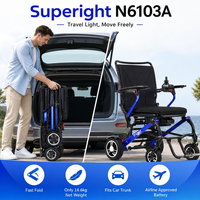 Fauteuil roulant électrique en alliage de magnésium et fibre de carbone, ultra léger (14,6 kg), pliable, moteur sans balais 400W, pour seniors, capacité 300 lbs